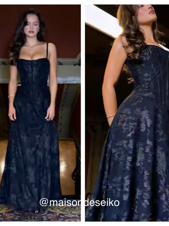 House of CB Dresses & Skirts - House of CB Maxi Dress Navy Blue Floral Esme Fil Coupe Corset Gown size XS